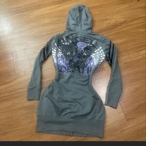 Y2K Blac Label Vintage Archive "Angel Of Death" Graphic  Zippered Mini Dress. L